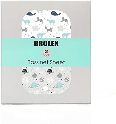 Stretch Fitted Bassinet Sheet Set BROLEX 2 Pack Cradle Sheets - Image 2