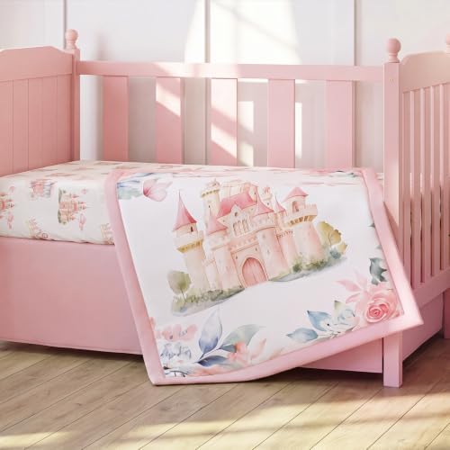 Hahafelt 3 Pcs Pink Princess Baby Crib Bedding Set - Image 4
