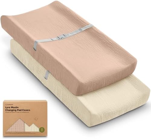 2-Pack Muslin Diaper Changing Pad Covers Boy, Soft Breathable by KeaBabies