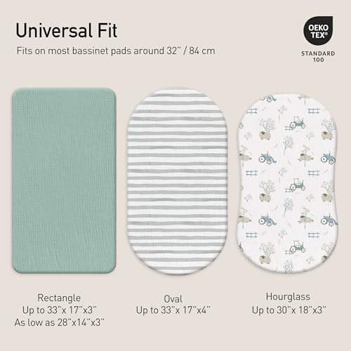 Gllquen Baby Muslin Bassinet Sheets 3pk, Soft Cotton Baby Sheet 33x17 - Image 4