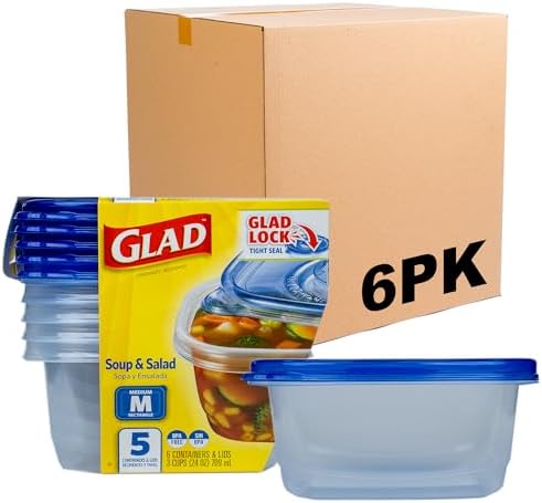 Glad GladWare Medium Rectangle Food Storage Containers, 24 Oz, 5 Ct by GladTrashFoodStorage