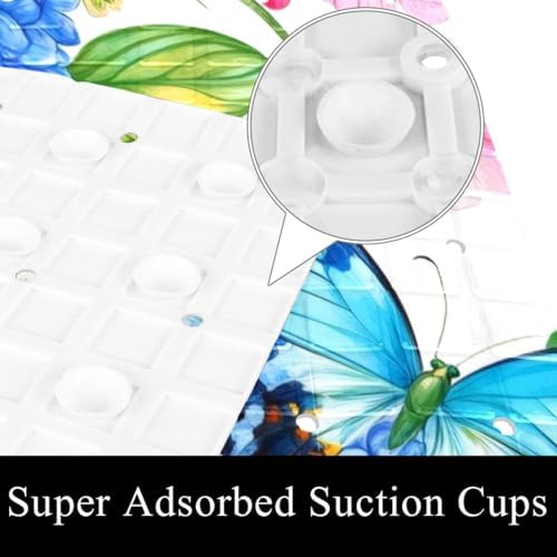 Shower Mat Non Slip 26.8 x 15.1 Inches, Butterflies Florals Bathtub Mat Shower - Image 3