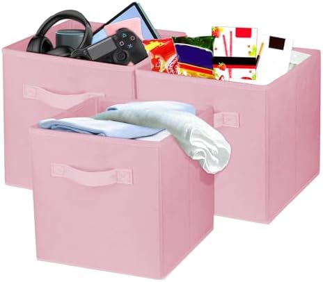 3 Pcs Storage Cubes, 10.5 Inch Collapsible Storage Bins, Fabric Foldable Bins by Zuihug
