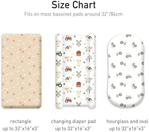 Baby Bassinet Sheets Girl Boy, 3 Pack Fitted Bassinet Sheet - Image 3