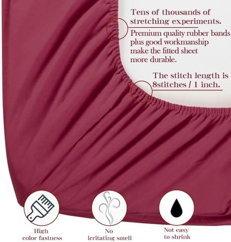 NTBAY Toddler Microfiber Bedding Set, 4 Piece, Wine Red - Image 3