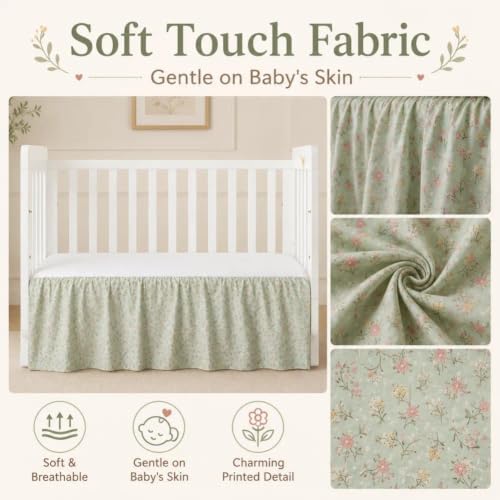 Crib Skirt Dust Ruffle, Microfiber Crib Bed Skirt - Image 4