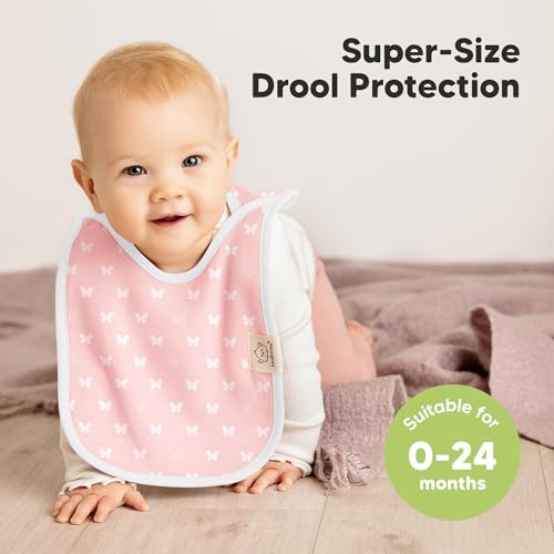 KeaBabies 8-Pack Bibs for Baby Girls, Pullover Baby Bibs - Image 2
