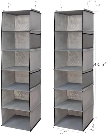 BrilliantJo 6 Shelves Hanging Closet Organizer, 2 Pack Hanging Storage - Image 3