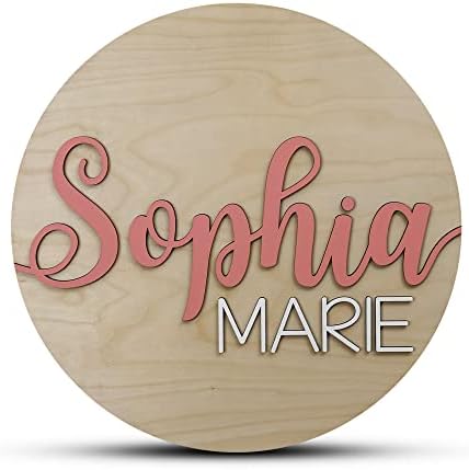 Custom Round Nursery Name Sign, Personalized Wooden Wall Plaque, Baby Shower by HickoryHollowDesigns