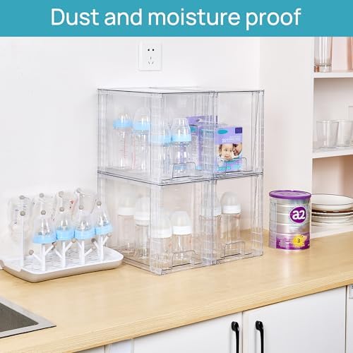 Vtopmart 4 Pack Clear Stackable Storage Drawers, 9.7" High Plastic Organizers - Image 2