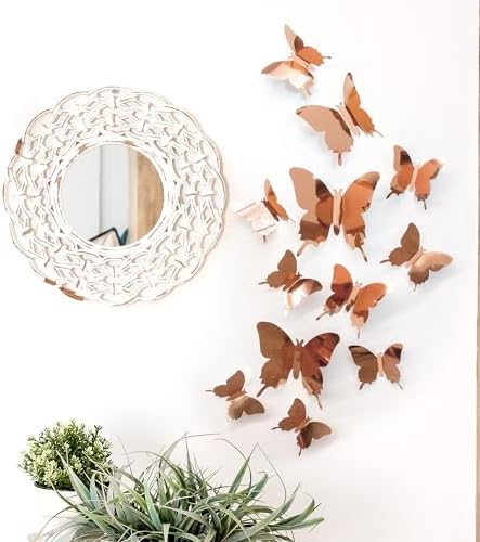 Butterfly Wall Decal Room Decor, Rose Gold Butterfly Wall Decor 24 pcs - Image 3