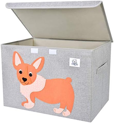 Large Toy Box Storage with Lid, Foldable Fabric Toy Chest Storage by CLCROBD