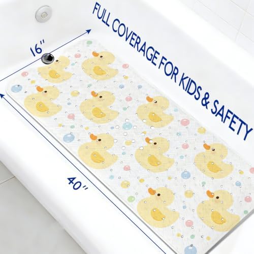 Kids Bathtub Mat Non Slip, 40 x 16 Inch Tub Mat - Image 2
