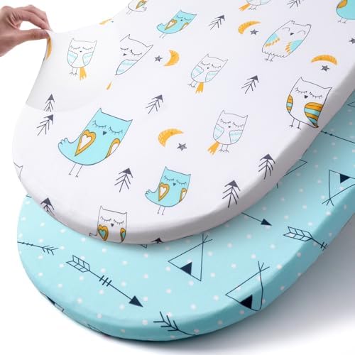 Stretchy Bassinet Sheet Set BROLEX 2 Pack Snug Fitted Cradle Fitted Sheets by BROLEX
