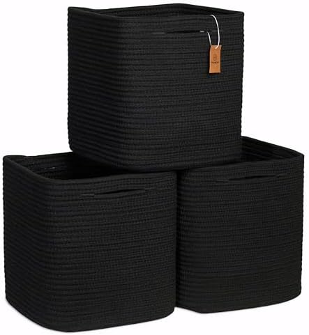 NaturalCozy Storage Cubes 11 Inch Cotton Rope Woven Baskets by NaturalCozy
