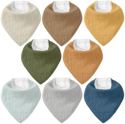 8 Pack Muslin Baby Bandana Bibs by CivaruaKids