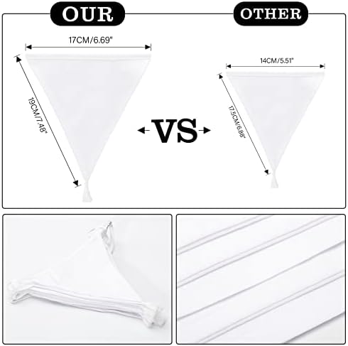 G2PLUS 10.8Ft Cotton Triangle Bunting Banner – 12pcs White Fabric Pennant Flag - Image 2