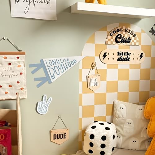 Boys Nursery Playroom Bedroom Wall Decor Boyhood Pennant Banner Flags - Image 3