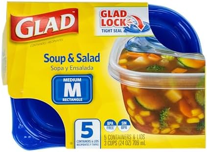 Glad GladWare Medium Rectangle Food Storage Containers, 24 Oz, 5 Ct - Image 3