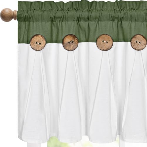 FRAMICS Farmhouse Valance Curtains, Boho Cotton Linen Kitchen Valance, Rustic - Image 2