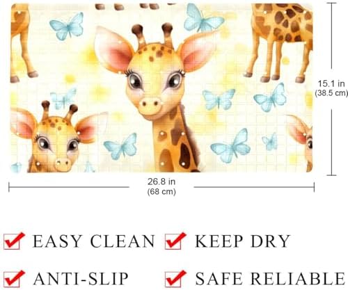 Shower Mat Non Slip, Giraffes Butterflies Anti Slip Bath Mat - Image 4