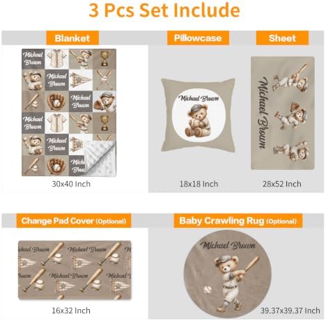 Custom Baby Boy Minky Crib Bedding Set, Bear Bedding 3 Pcs Set - Image 4