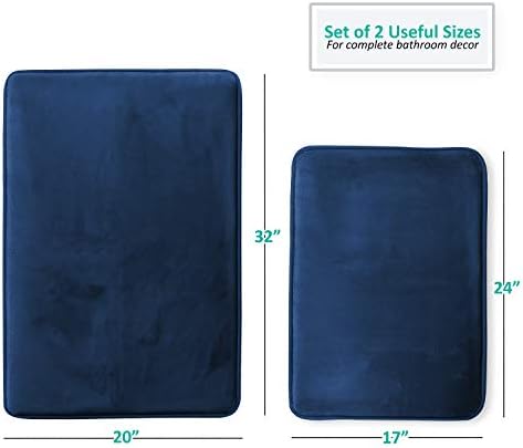 Clara Clark 2 Piece Bathroom Rugs Bath Mat Set, Velvet Memory Foam Bath Mats - Image 3