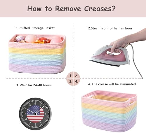 Rainbow Rope Basket for Shelves Storage Bins for Toys 4 Pack - Image 6