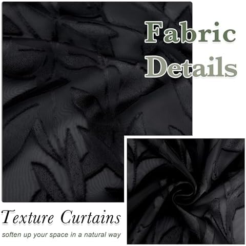 Lecloud Leia Sheer Black Curtains Window Valances - Image 4