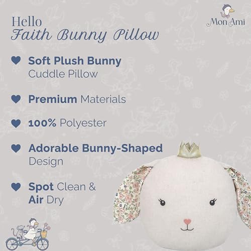 MON AMI Faith Bunny Accent Décor Pillow, 12x11-Inch Rabbit Cushion Gift - Image 2
