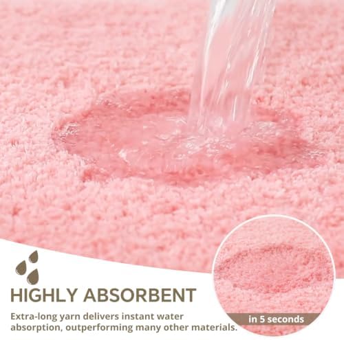 Polyester Bathroom Rug 24"x40" Pink, Non-Slip Soft Shaggy Bath Mat - Image 5