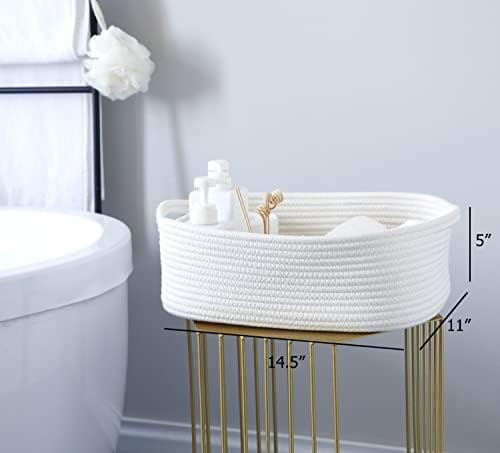 Woven Cotton Rope Storage Basket, Cube Changing Table Organizer - Image 4