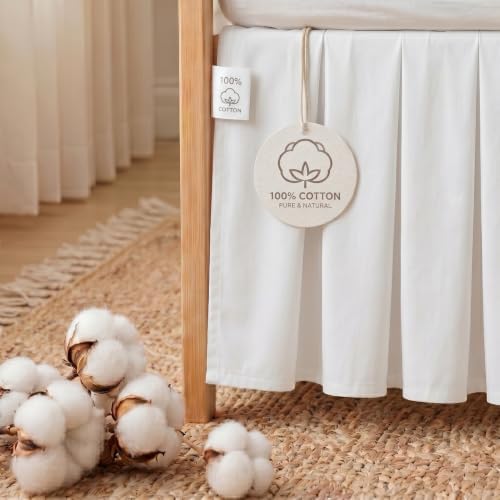 Baby Crib Skirt 100% Cotton Pleated Dust Ruffle by FIGEPO