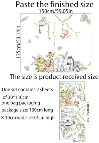 59.05x53.14 Inch Woodland Animals Wall Decals Forest Animal Wall Decal Elephant - Image 6