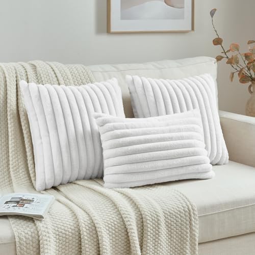 FUTEI Pack of 2 Faux Fur Throw Pillow Covers 12x20 Inch - Image 4