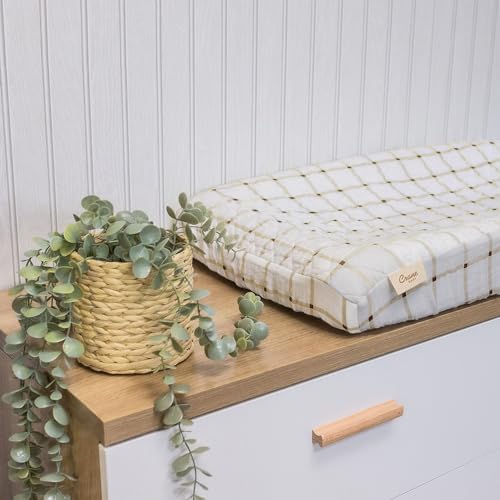 Crane Baby 100% Organic Cotton Change Pad Cover, Neutral Check Pattern - Image 5