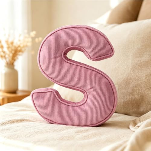 Pink Letter Plush Pillow, Letter Hugging Throw Pillows, Decorative Corduroy by Shapeazy