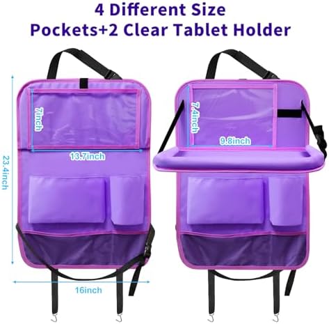 Car Backseat Organizer with Tray, Seat Back Table Holder with 6 Storage Pockets - Image 6