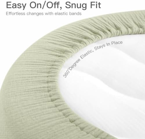 Organic Baby Bassinet Sheets Soft 2 Pack 33”x17” Fitted Mattress Pad Cover - Image 5