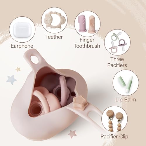 Moonkie Silicone Pacifier Holder Case: Cute Portable Pacifier Case, 2 Pack - Image 3