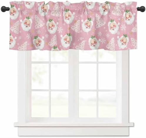 Pink Christmas Valance Curtains by VandarllinHomeKitchenDecor