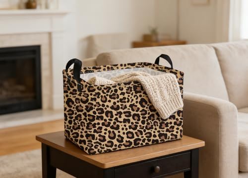 Essme Rectangular Leopard Print Baskets, Cute Basket - Image 3