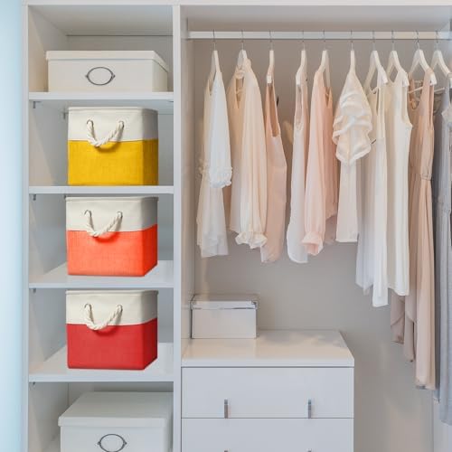Geiserailie 6 Pcs 13 x 13 Inch Cube Storage Bins Fabric Storage Organizer Bins - Image 4