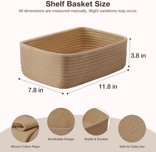 3 Pack Small Baskets for Organizing, Woven Storage Baskets for Shelves - Image 2