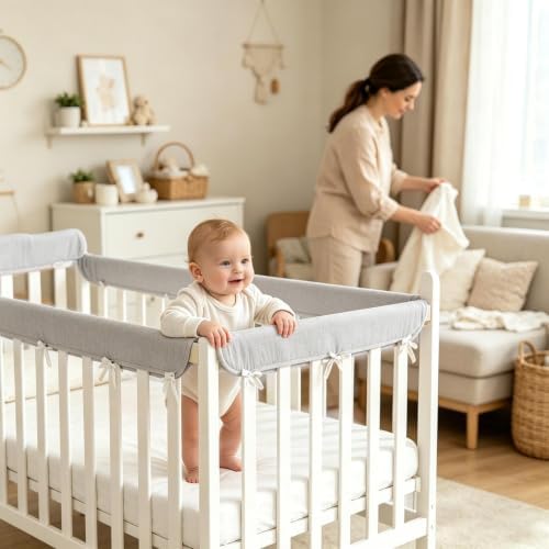 Cot Rail Protector 4 Pack Cotton Gauze Teething Guard - Image 2