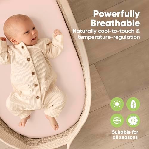 2-Pack Baby Bassinet Sheets Girl, 33x17 Bedside Sheets - Image 4