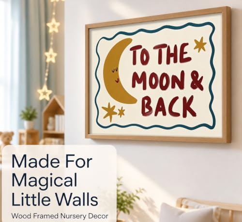 Framed To The Moon and Back Nursery Wall Art Cute Moon and Stars Wall Decor - Image 2