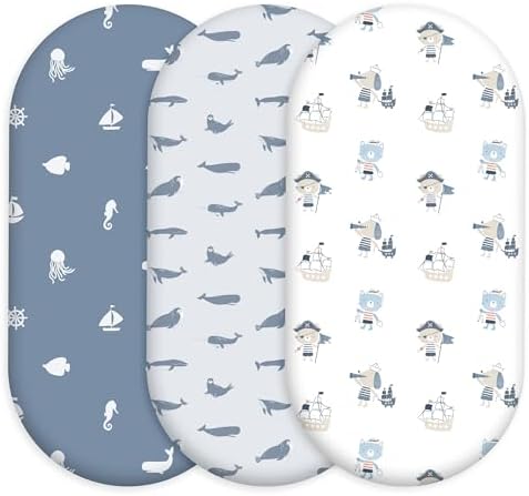 Baby Bassinet Sheets Girl Boy, 3 Pack Fitted Bassinet Sheet by CivaruaKids