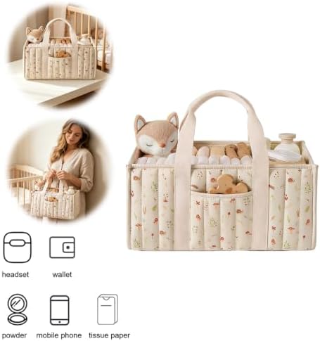 Woodland Diaper Caddy Organizer Stylish Nursery Storage Basket - Image 2