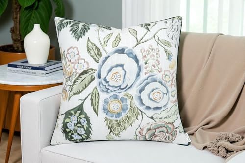 Blue Rose Floral Print 20x20 Throw Pillow Cover - Image 5